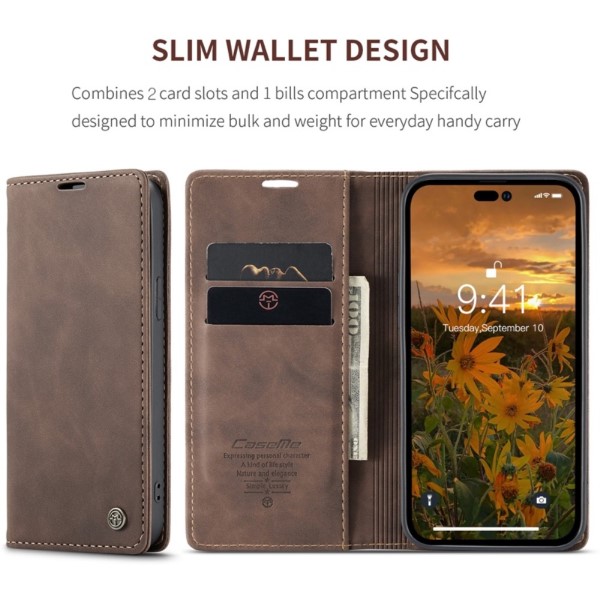 Pouzdro CASEME pro iPhone 14 Pro tmavě hnědé
