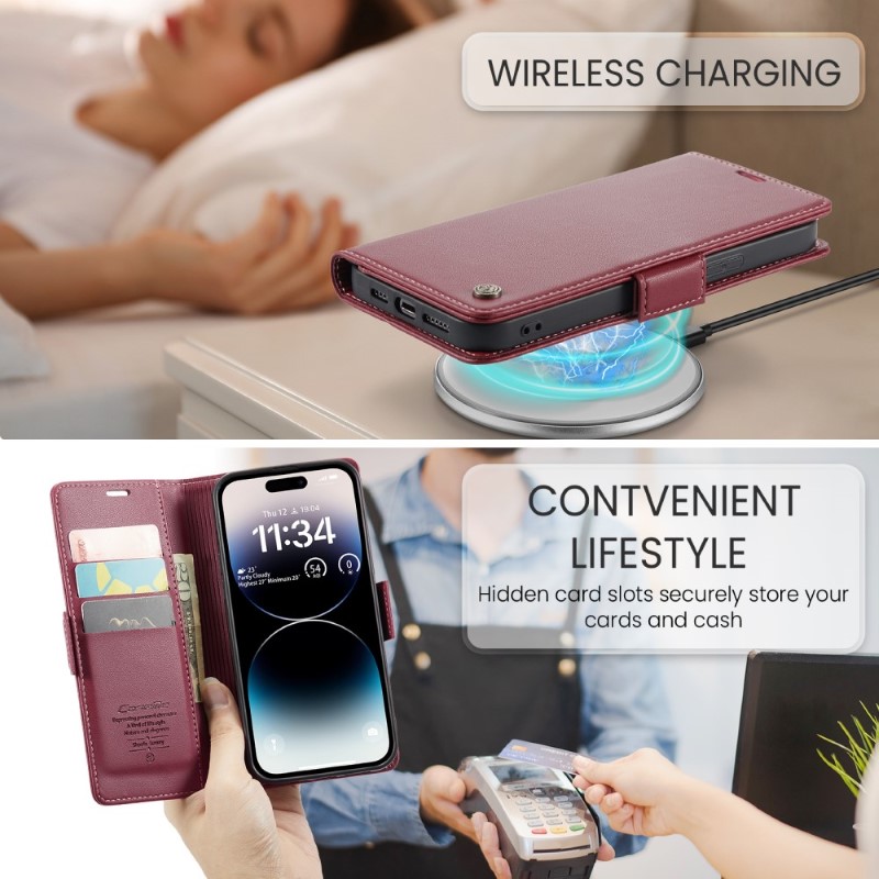 Pouzdro na iPhone 15 Pro Max CASEME Smooth červené