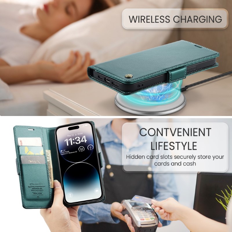 Pouzdro na iPhone 15 Pro Max CASEME Smooth zelené