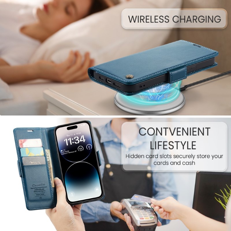 Pouzdro na iPhone 15 Pro Max CASEME Smooth modré