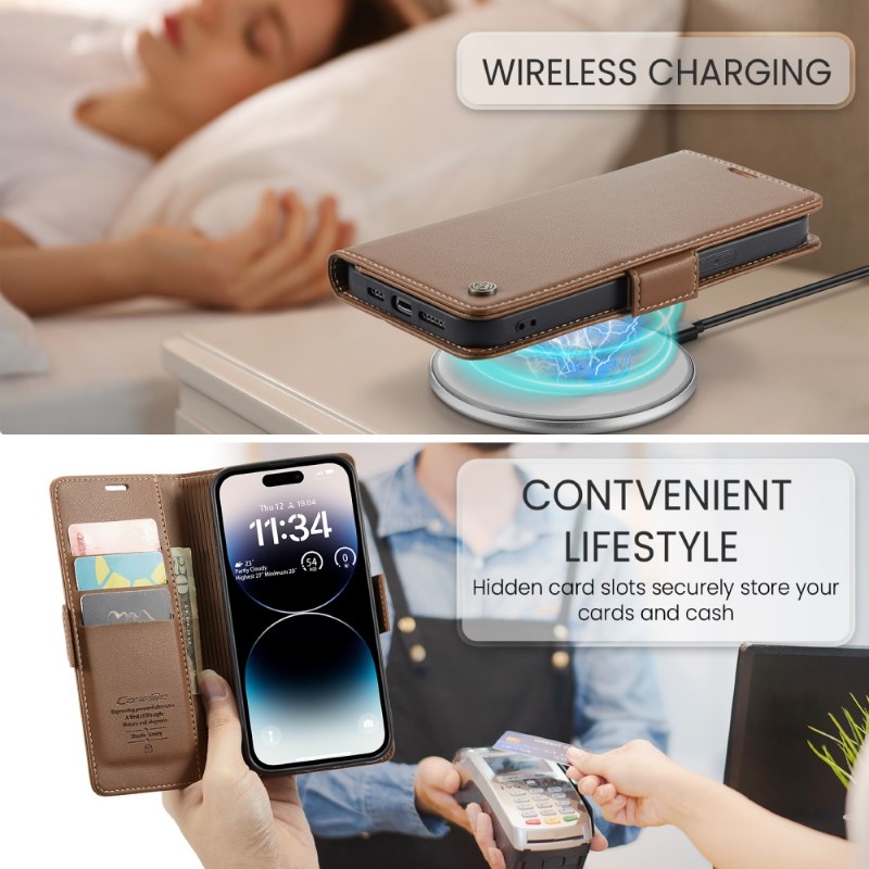 Pouzdro na iPhone 15 Pro Max CASEME Smooth hnědé