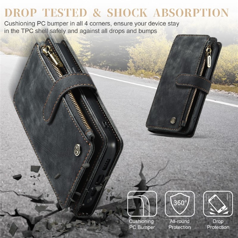 Pouzdro pro iPhone 15 Pro Max CASEME Luxury Double Layer černé
