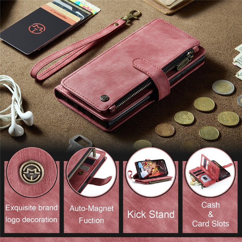Pouzdro pro iPhone 15 Pro Max CASEME Luxury Double Layer červené