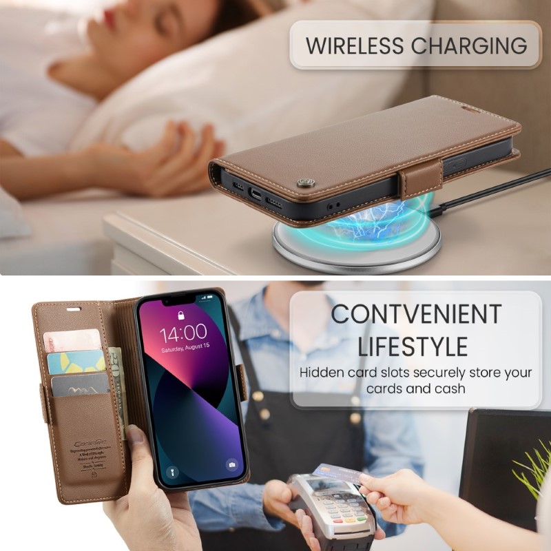Pouzdro na iPhone 15 CASEME Smooth hnědé