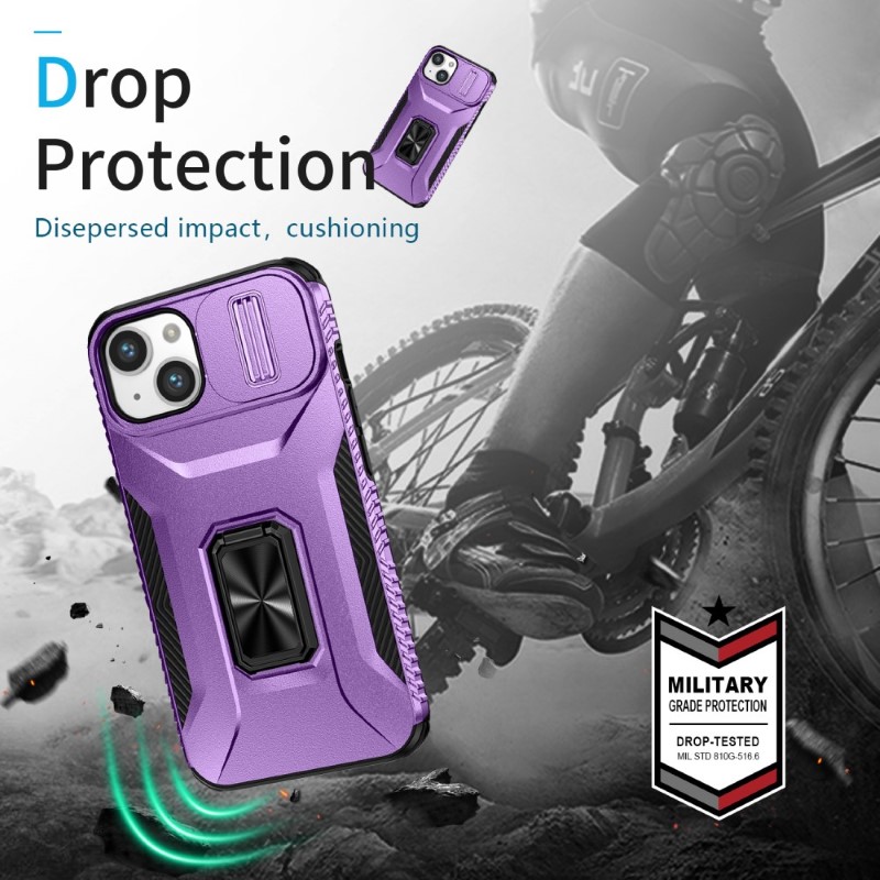 Kryt na iPhone 13 odolný s krytkou na fotoaparát fialový