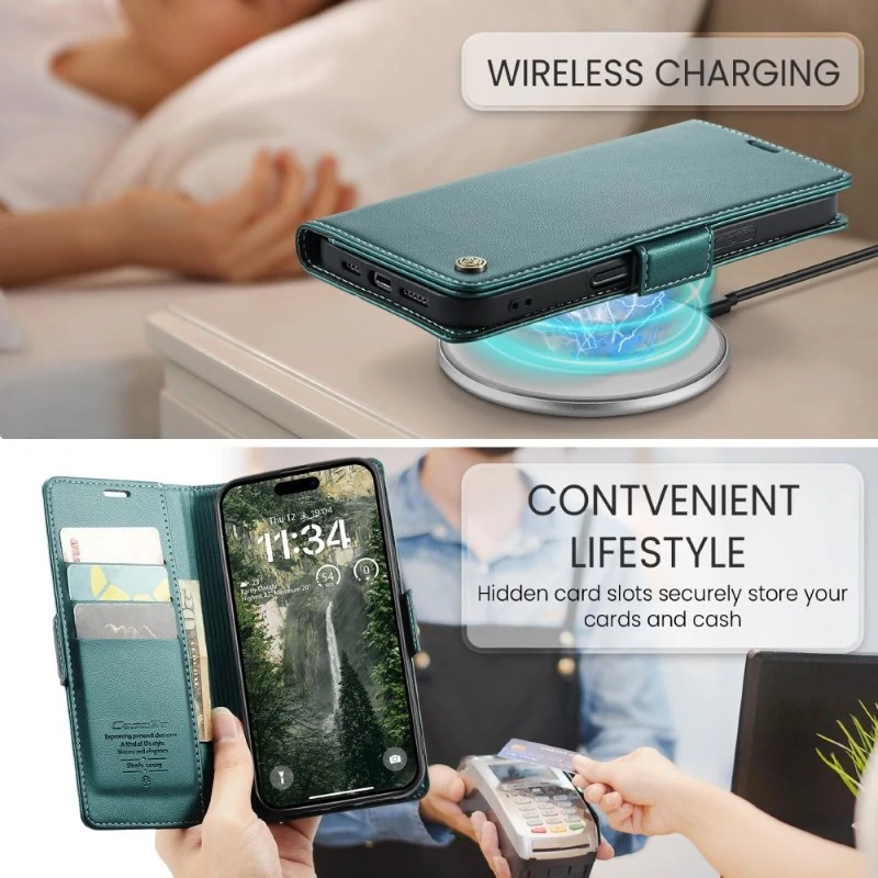 Pouzdro na iPhone 16 CASEME Smooth zelené