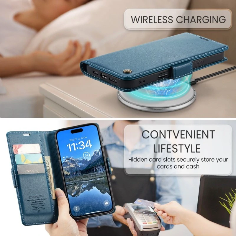 Pouzdro na iPhone 16 CASEME Smooth modré