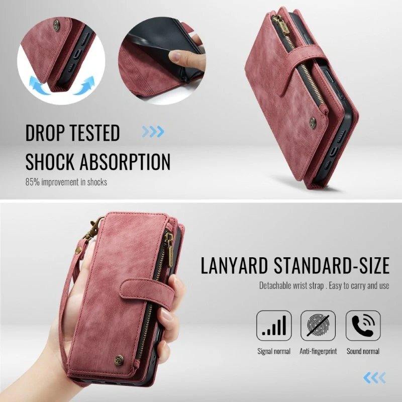 Pouzdro pro iPhone 16 CASEME Luxury Double Layer červené