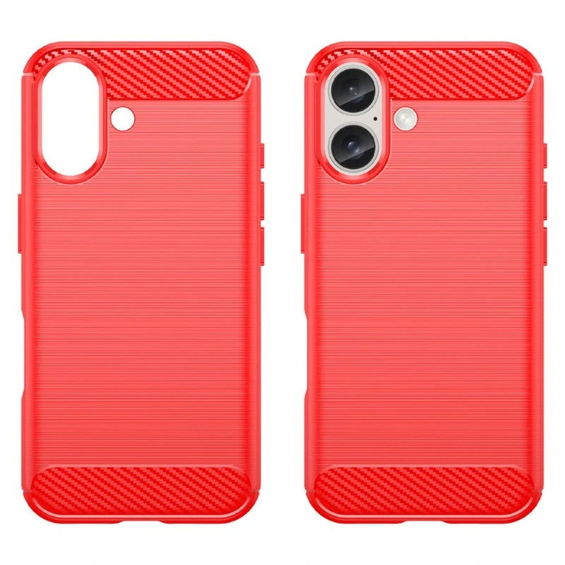 Kryt na iPhone 16 gumový Carbon červený
