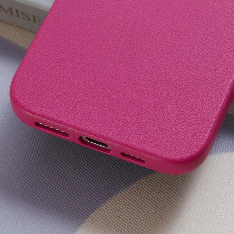 Kryt na iPhone 16 gumový Litchi růžový