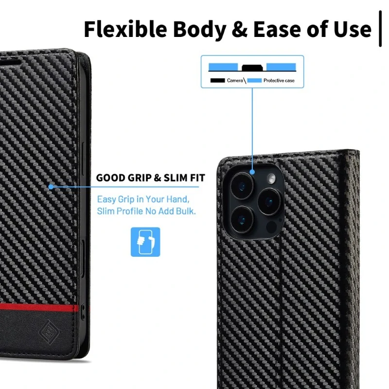 Pouzdro pro iPhone 16 Pro LC.IMEEKE Carbon Horizontal