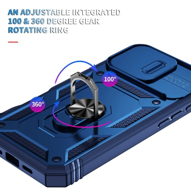 Kryt na iPhone 16 Pro Max odolný s krytkou na fotoaparát tmavě modrý