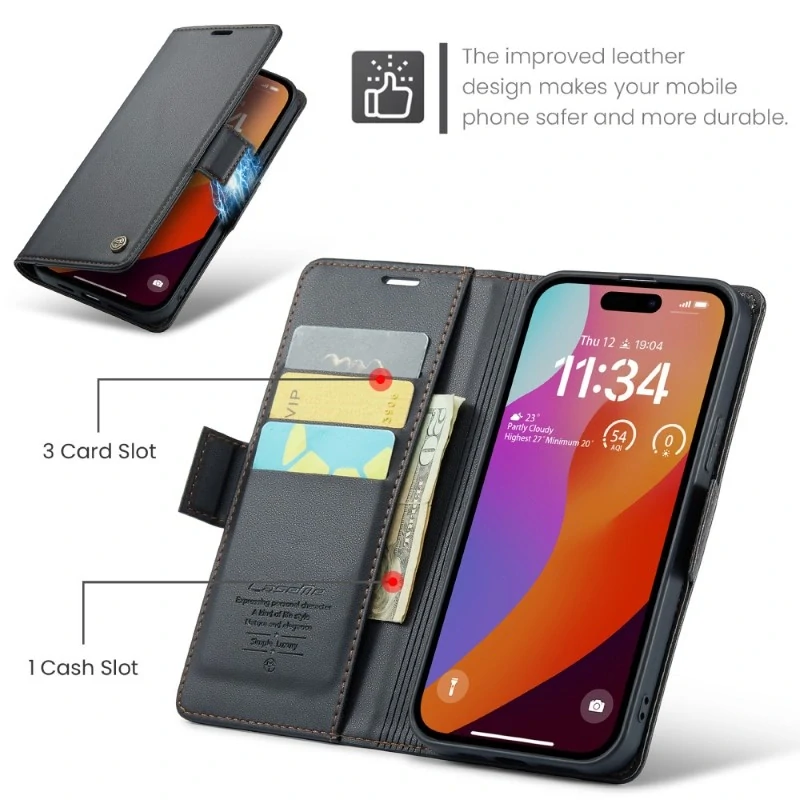 Pouzdro na iPhone 16 Pro Max CASEME Smooth černé