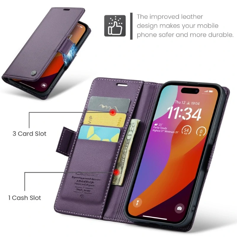 Pouzdro na iPhone 16 Pro Max CASEME Smooth fialové