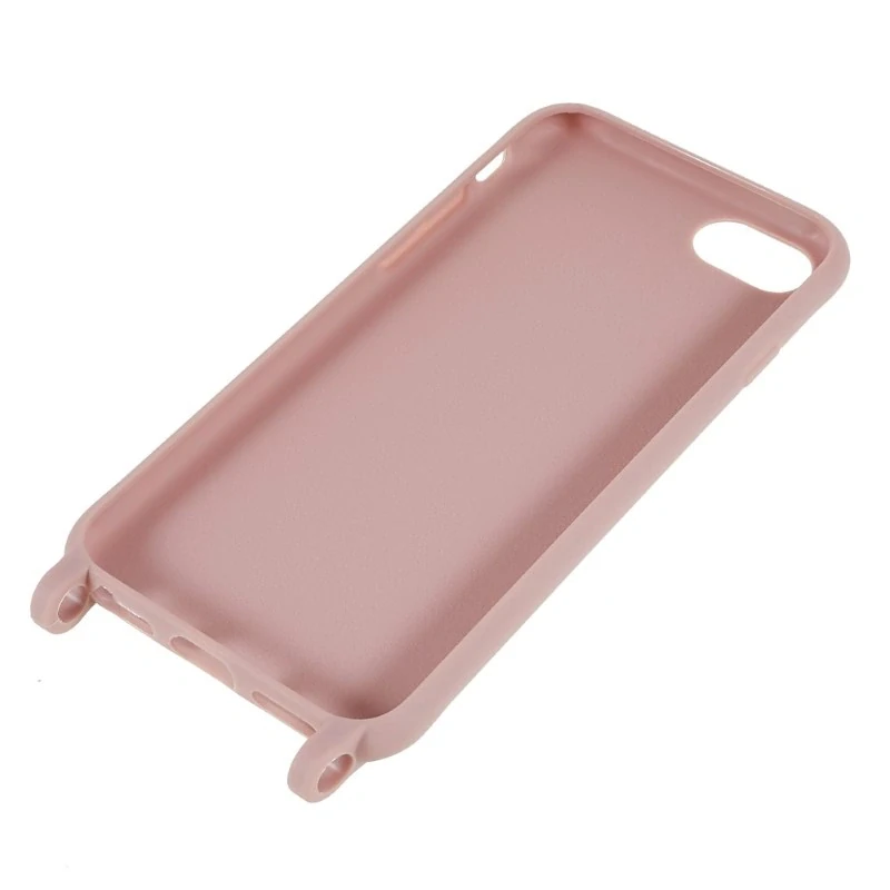 Kryt na iPhone 7 / 8 / SE ( 2020 / 2022 ) gumový se šňůrkou na krk starorůžový