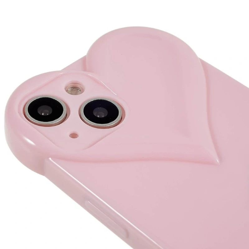 Kryt na iPhone 15 gumový Srdce světle růžový