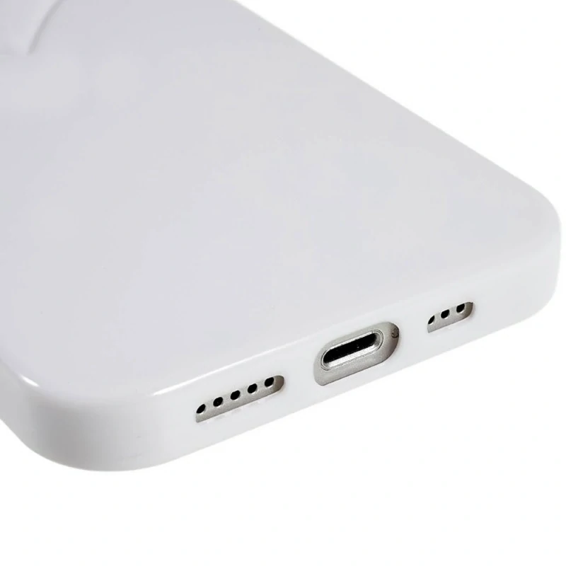 Kryt na iPhone 15 gumový Srdce bílý