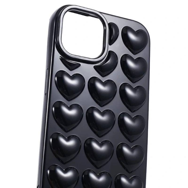 Kryt na iPhone 15 Srdíčka černý