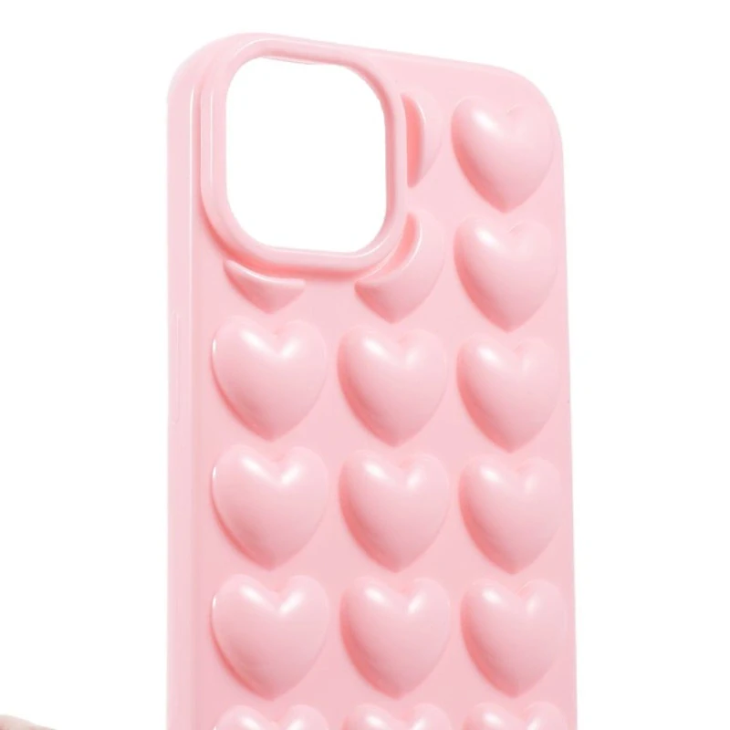 Kryt na iPhone 15 Srdíčka růžový