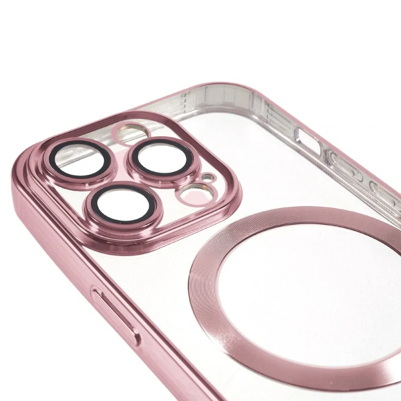 Kryt na iPhone 15 Pro gumový s podporou MagSafe růžový