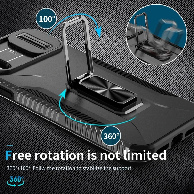 Kryt na iPhone Xr odolný s krytkou na fotoaparát černý