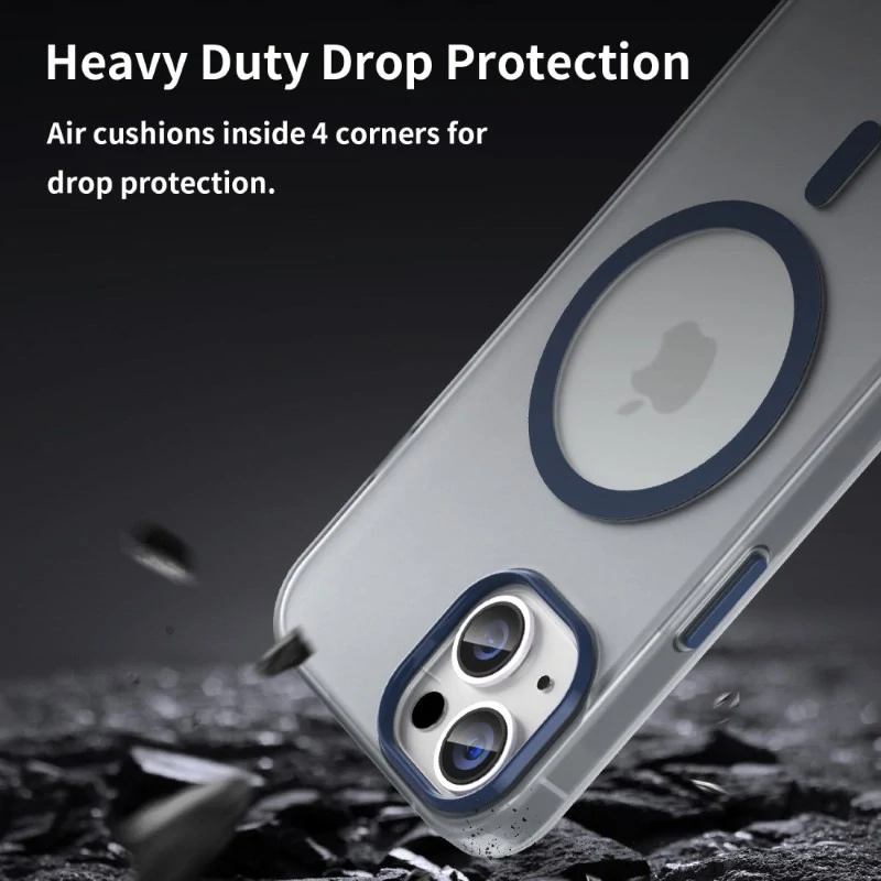 Kryt na iPhone 14 gumový Candy (podpora MagSafe) tmavě modrý