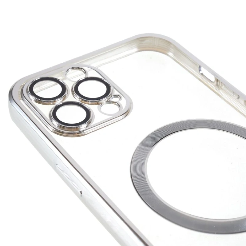 Kryt na iPhone 12 / 12 Pro gumový s podporou MagSafe stříbrný