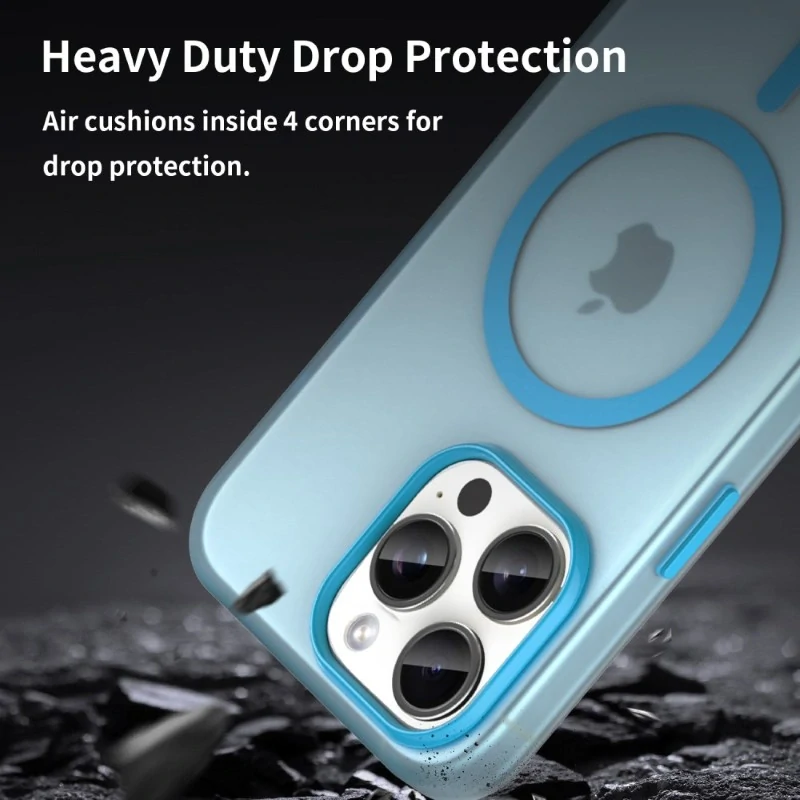 Kryt na iPhone 15 Pro Max gumový Candy (podpora MagSafe) modrý