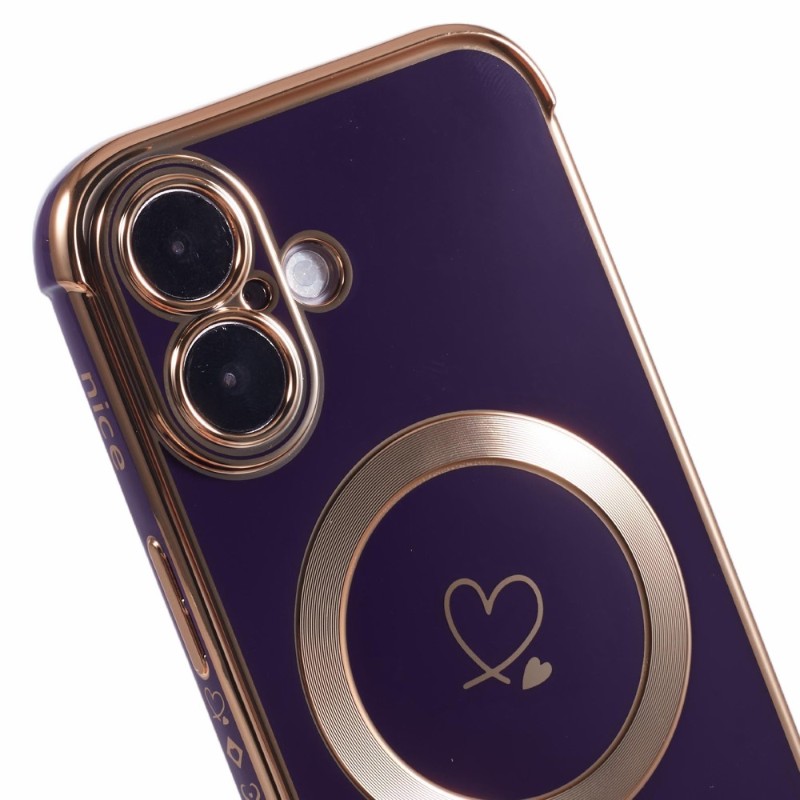 Kryt na iPhone 16 Srdíčko s podporou MagSafe fialový