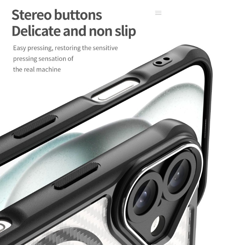 Kryt na iPhone 16 odolný Carbon s podporou Magsafe čirý
