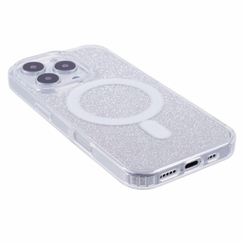 Kryt na iPhone 16 Pro Glitter s podporou MAGSAFE stříbrný