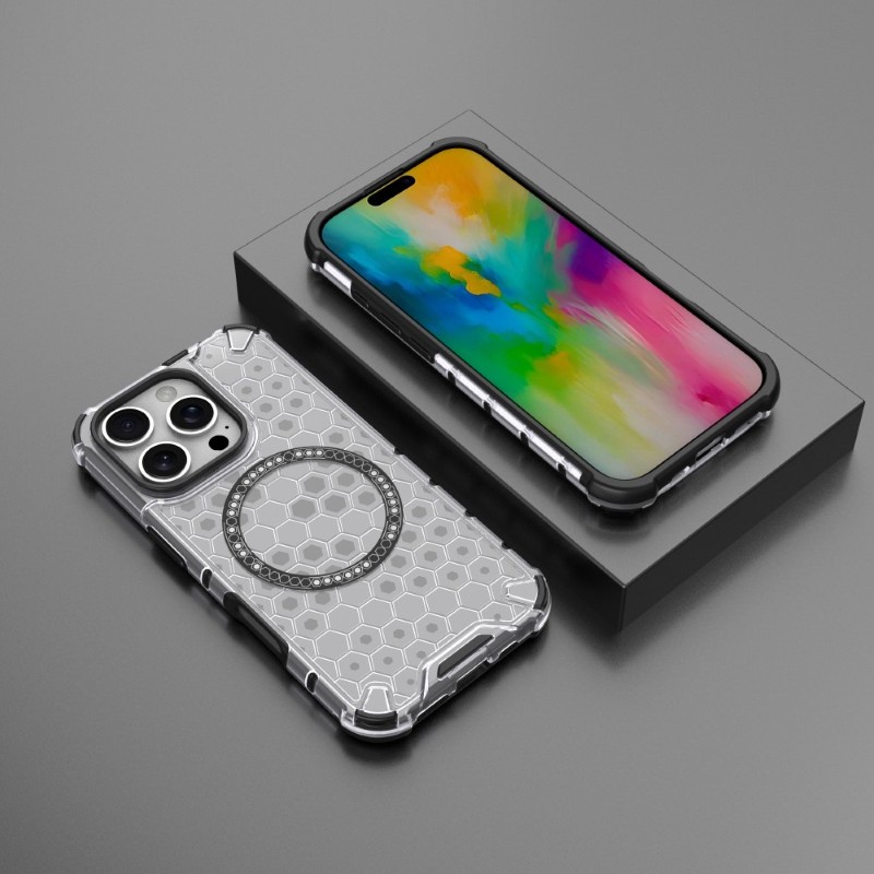 Kryt na iPhone 16 Pro odolný Honeycomb s podporou Magsafe čirý
