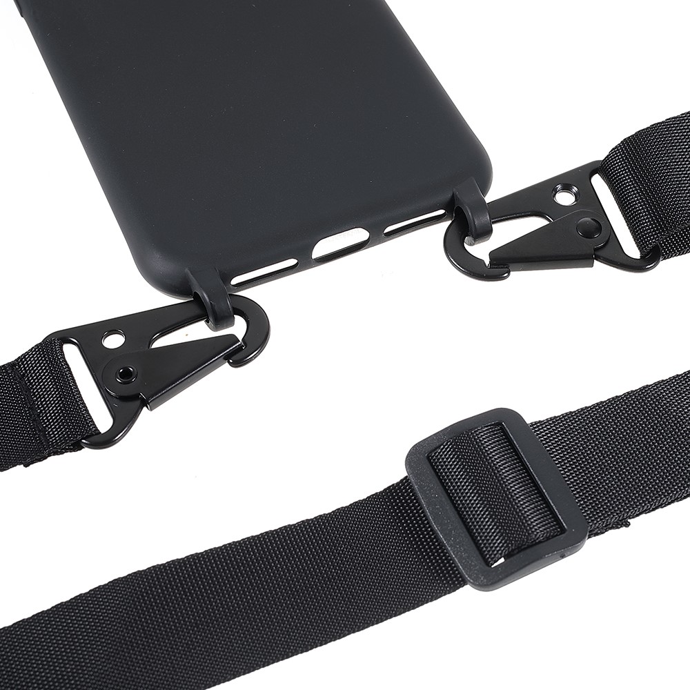 Kryt na iPhone 12 / 12 Pro gumový se šňůrkou na krk černý