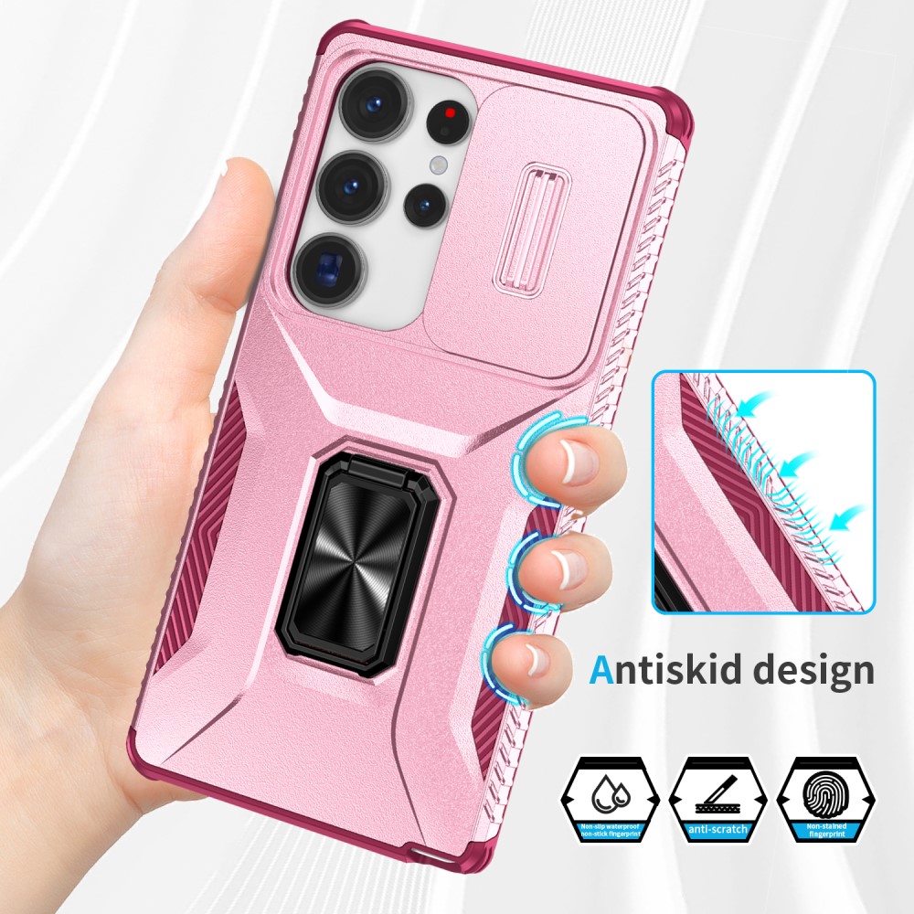 Kryt na Samsung Galaxy S25 Ultra odolný s krytkou na fotoaparát vínový