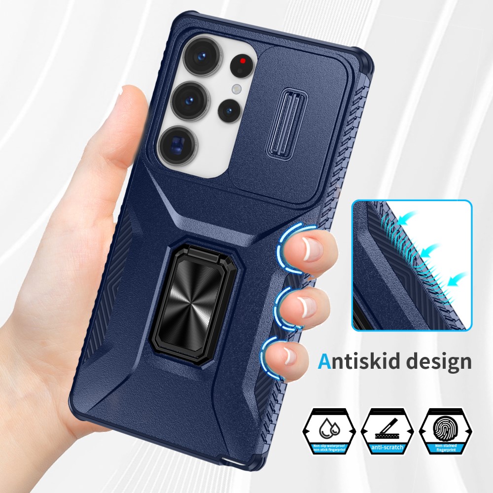 Kryt na Samsung Galaxy S25 Ultra odolný s krytkou na fotoaparát tmavě modrý