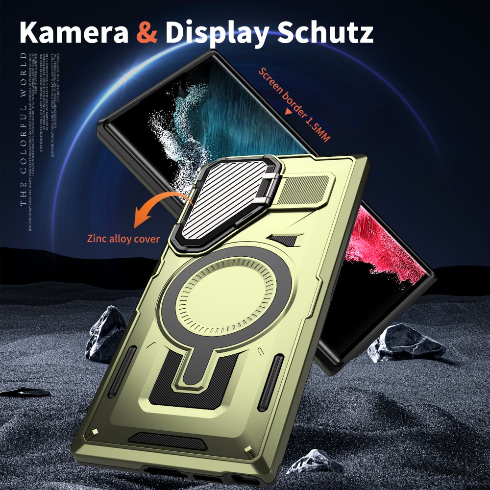 Kryt na Samsung Galaxy S23 Ultra s krytkou na fotoaparát zelený