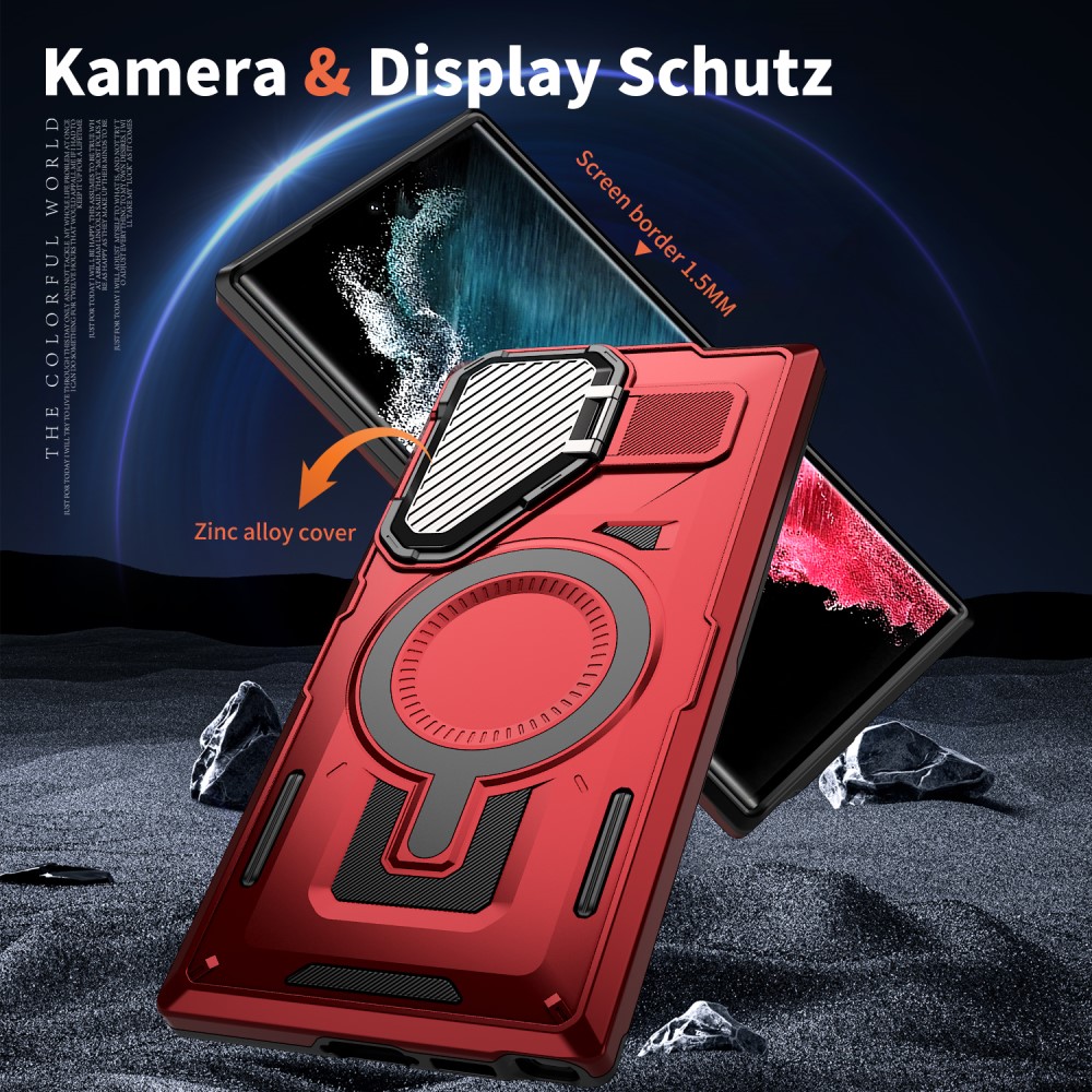 Kryt na Samsung Galaxy S23 Ultra s krytkou na fotoaparát červený