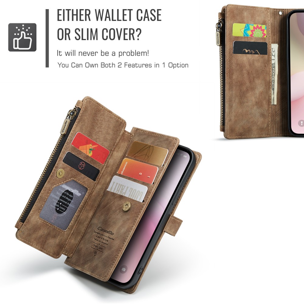Pouzdro pro iPhone 16E CASEME Luxury Double Layer hnědé