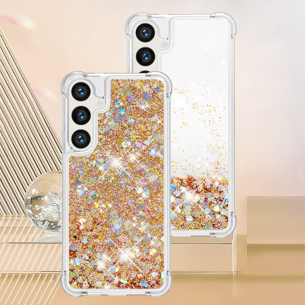Kryt na Samsung Galaxy S25 Srdíčko se šňůrkou na krk zlatý