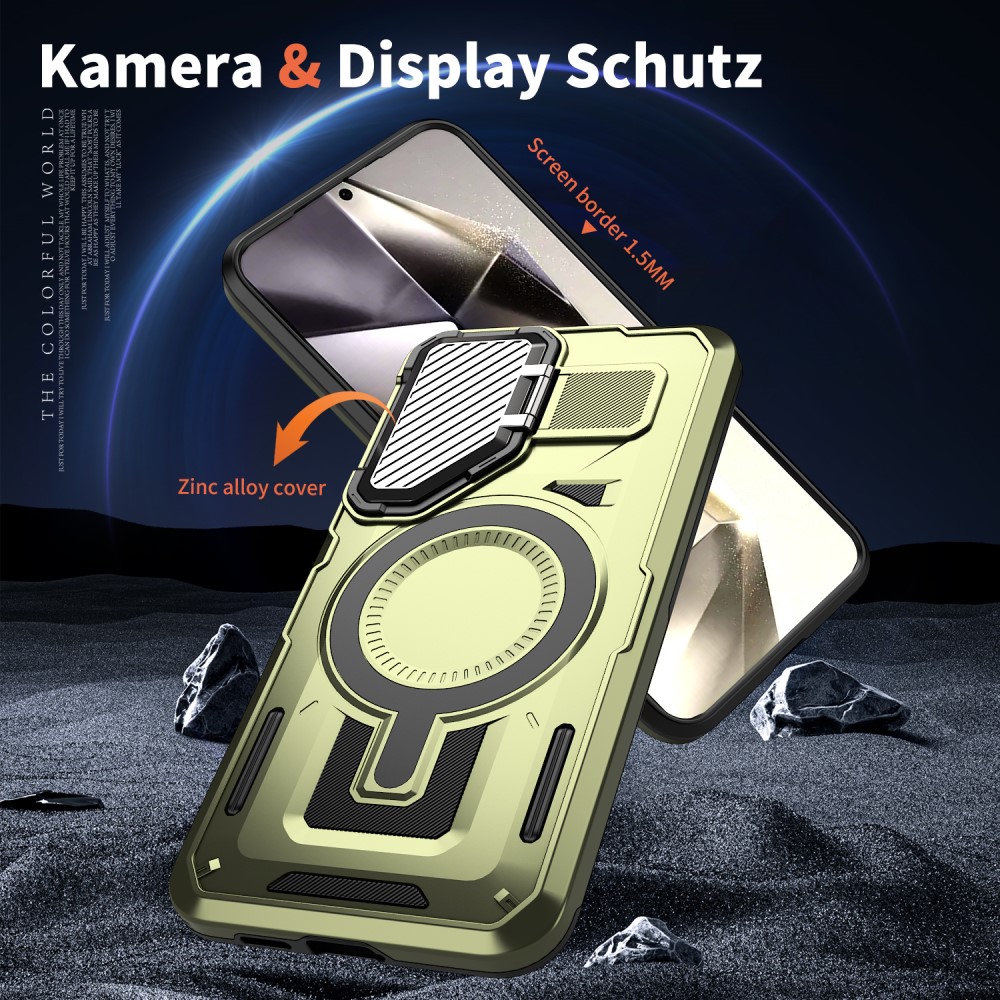 Kryt na Samsung Galaxy S24 FE s krytkou na fotoaparát zelený