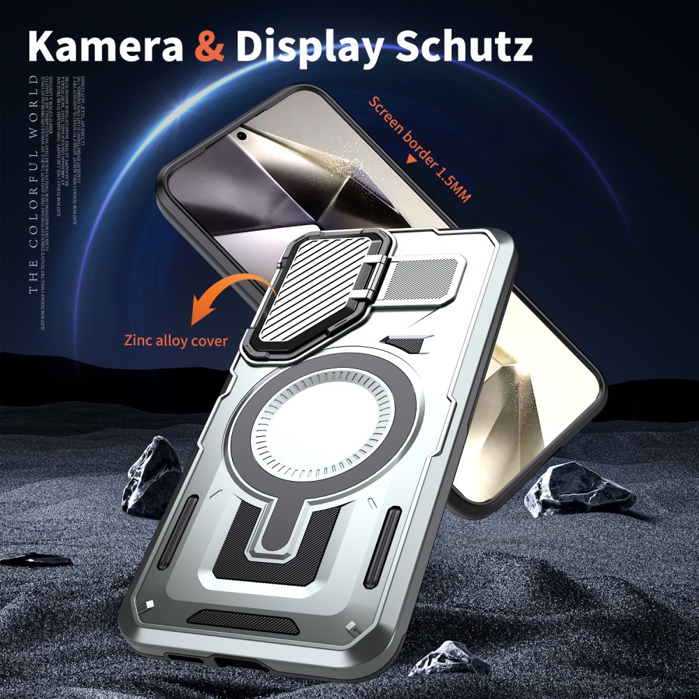 Kryt na Samsung Galaxy S24 FE s krytkou na fotoaparát stříbrný