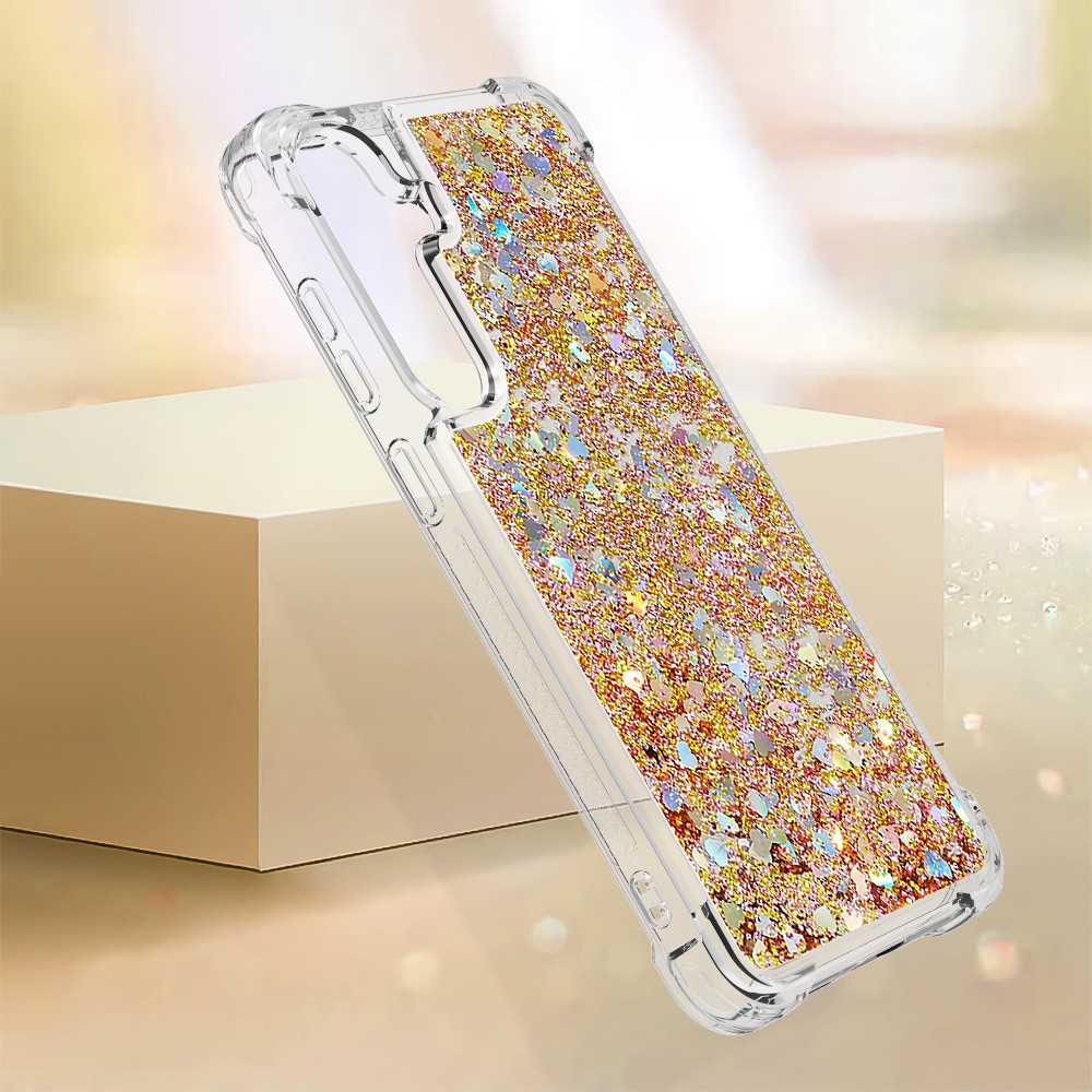 Kryt na Samsung Galaxy S24 FE Srdíčko třpytivý zlatý