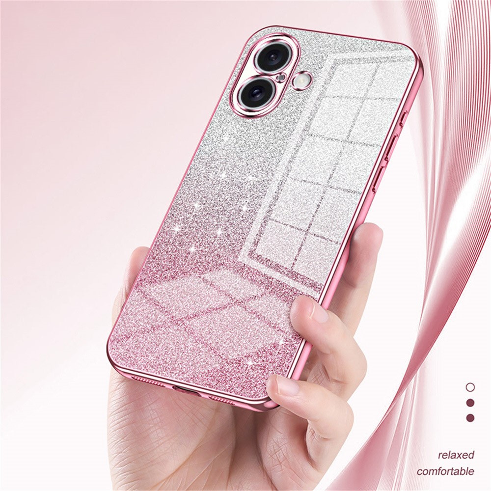 Kryt na iPhone 16 Plus gumový Glitter stříbrný