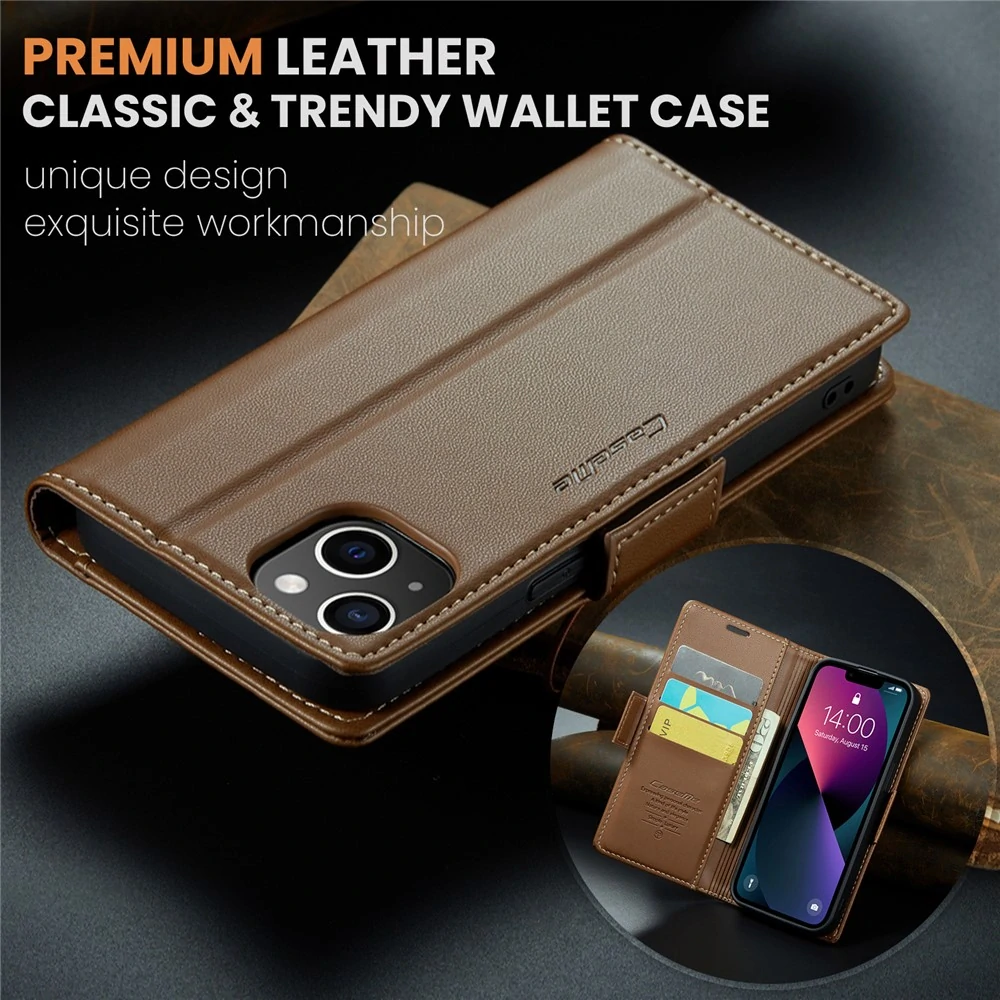 Pouzdro na iPhone 15 Plus CASEME smooth hnědé