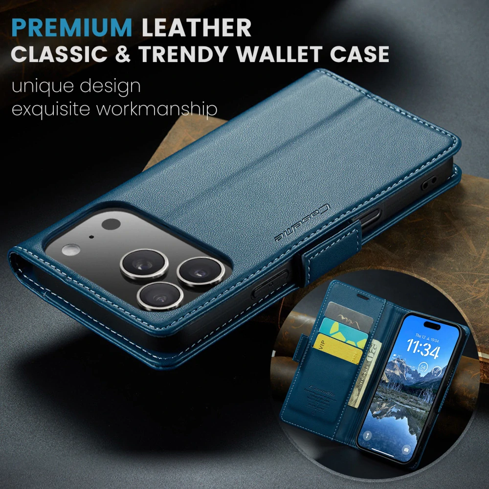 Pouzdro na iPhone 17 Pro Max CASEME Smooth modré