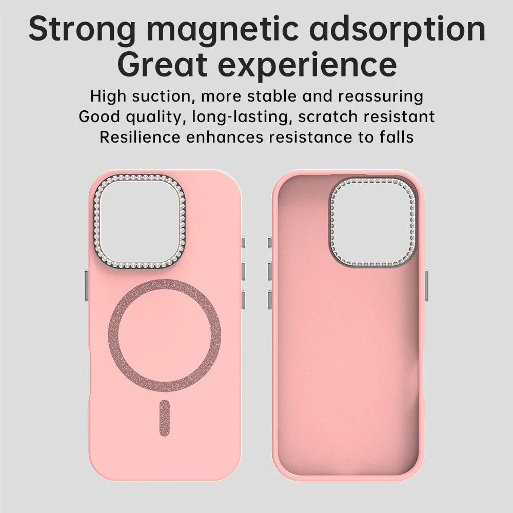 Kryt na iPhone 16 Pro s podporou MagSafe Diamond růžový