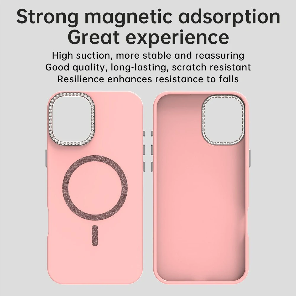 Kryt na iPhone 16 s podporou MagSafe Diamond růžový