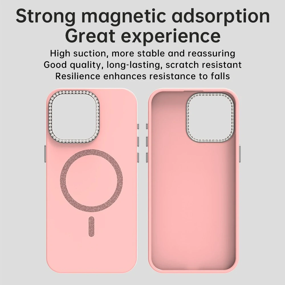 Kryt na iPhone 15 Pro s podporou MagSafe Diamond růžový