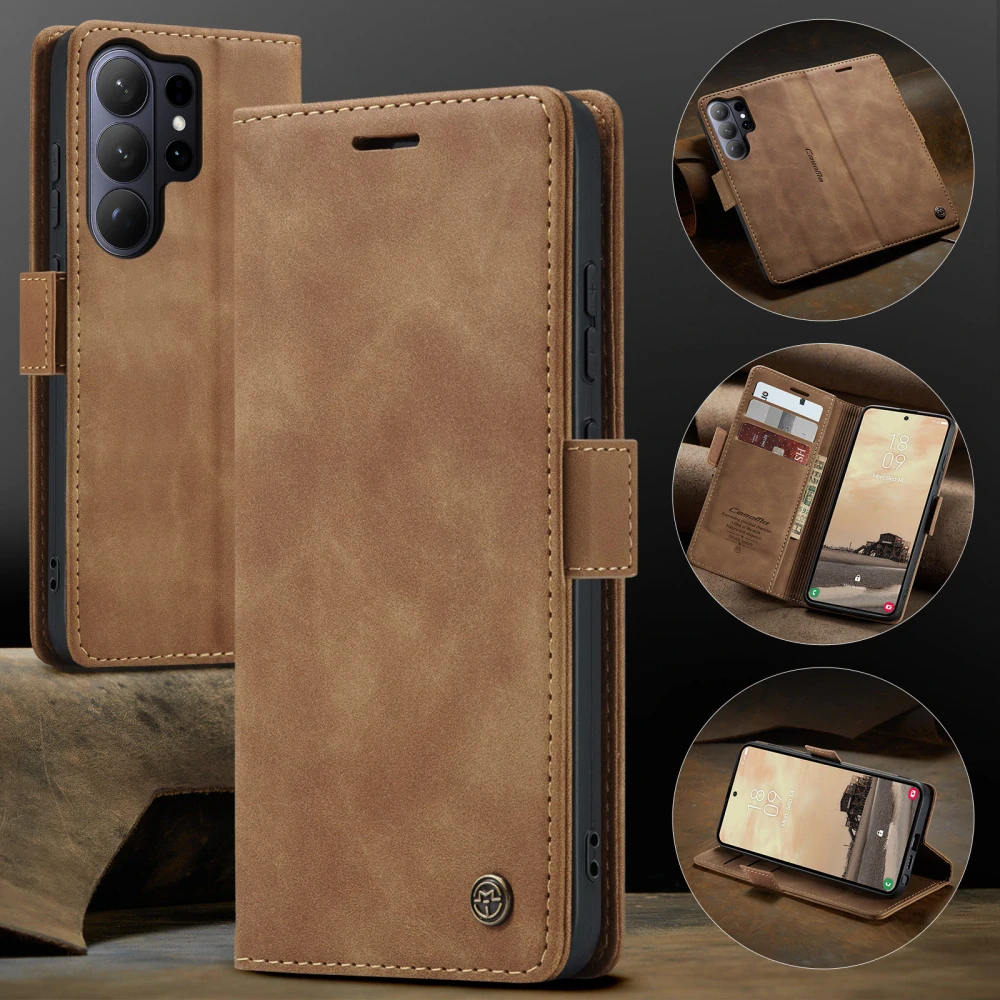 Pouzdro na Samsung Galaxy S26 Ultra CASEME světle hnědé