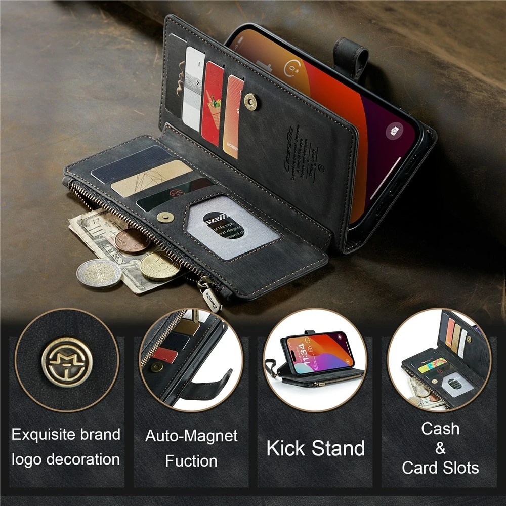 Pouzdro pro iPhone 16 Pro Max CASEME Luxury Double Layer černé